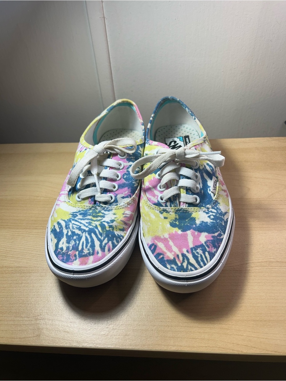 Vans Kids Tie-Dye Canvas Lace-Up Sneakers in Pink, Blue & Yellow